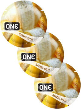 Презервативи One Flavor Waves Банановий спліт Жовті 3 шт  6400230336 фото