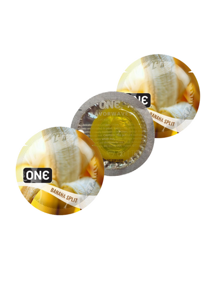 Презервативи One Flavor Waves Банановий спліт Жовті 3 шт  6400230336 фото
