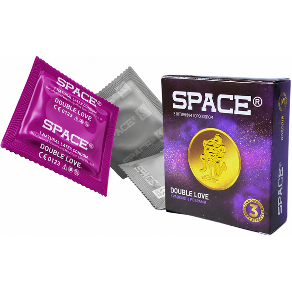 Презервативи Space Double Love 36 шт ребристі з крапками (12 упаковок по 3 шт) 6904598199075 фото