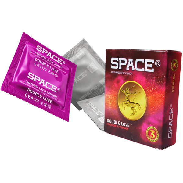 Презервативи Space Double Love 36 шт ребристі з крапками (12 упаковок по 3 шт) 6904598199075 фото