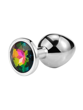 Сталева анальна пробка Passion Rainbow з кристалом Розмір S 2.8х7 см 6501103863 фото