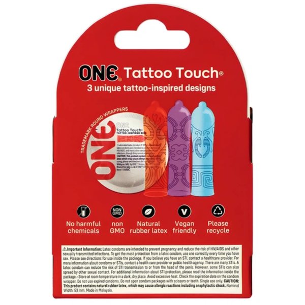 Презервативы One Tattoo Touch с текстурным рисунком 3 шт 6501053658 фото