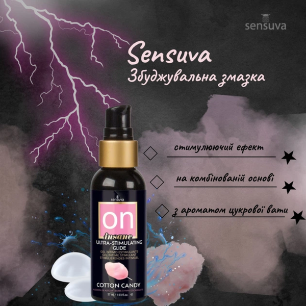 Збуджувальна змазка Sensuva Ultra-Stimulating glide On Insane Cotton Candy на гібридній основі 57 мл 6501053579 фото