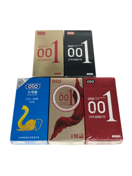 Набор презервативов OLO Blue Elephant 10 шт + Пролонгирующие 10 шт + Ультратонкие 10 шт + Red Возбуждающие 10 шт + 0.01 с точками 10 шт 6501052026 фото