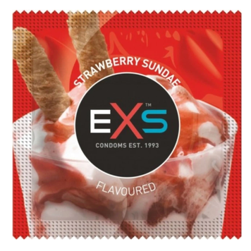 Презервативи EXS Strawberry Sundae зі смаком та запахом полуничного морозива 3 шт 6400230185 фото