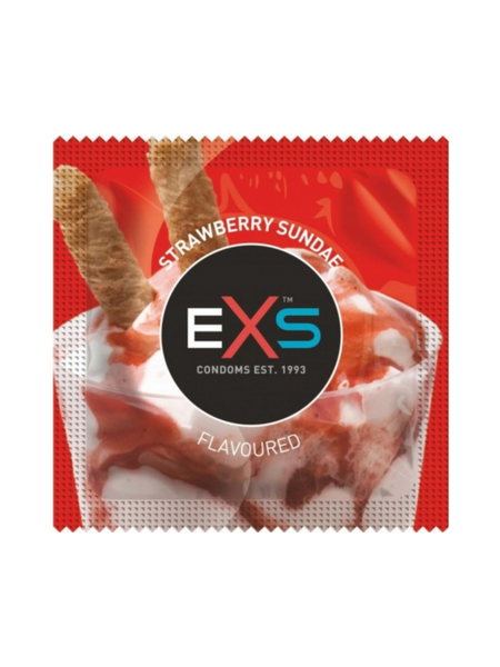 Презервативы EXS Strawberry Sundae со вкусом и запахом клубничного мороженого 3 шт 6400230185 фото