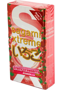 Презервативы Sagami Xtreme Fruity Strawberry с ароматом клубники 10 шт 6400229299 фото