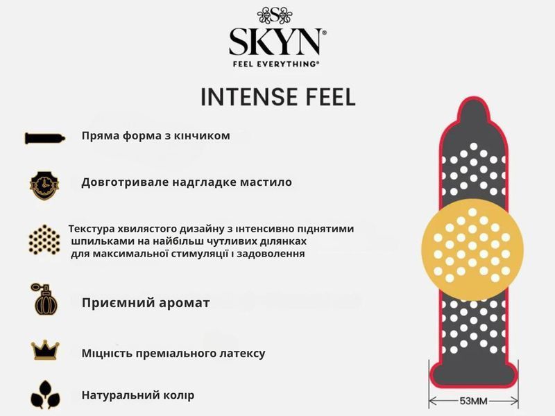 Презервативи Skyn Intense Feel Без латексу 3 шт 6501053342 фото