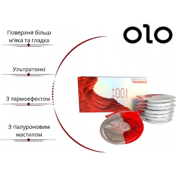 Презервативи OLO RedSilver ультратонкі з гіалуроновим змащенням і термо ефектом 10 шт 6501053301 фото