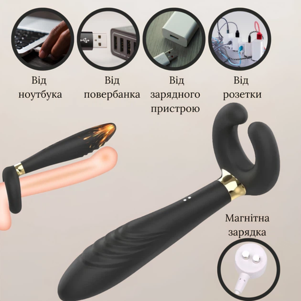 Вібратор Passion 3X Stimulator для клітора, пеніса та анальної стимуляції Чорний 6501103988 фото