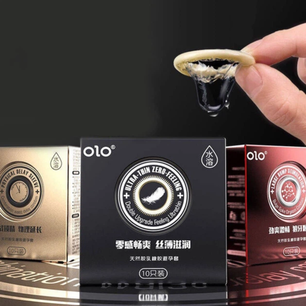 Набор презервативов OLO Neo Black 10 шт + OLO Neo Red 10 шт + OLO Physical Delay Sleeve Пролонгирующие 10 шт 6501053584 фото