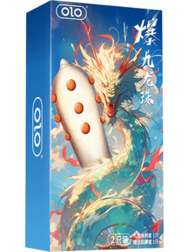 Презерватив OLO blue dragon з пухирцями 1 шт + Кулька + Лубрикант 6501053633 фото