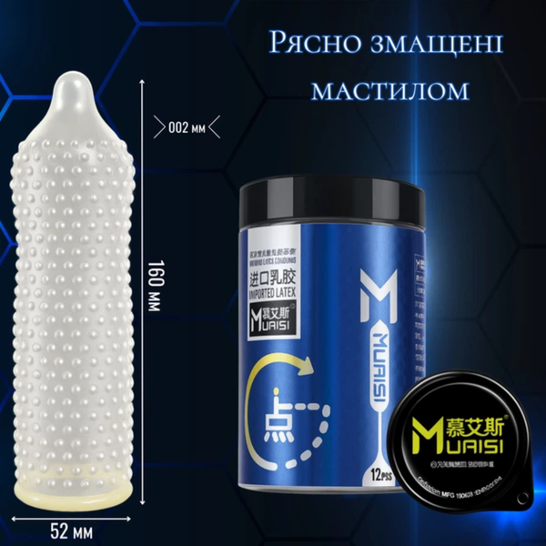 Презервативы Muaisi Dots ултратонкие в банке 12 шт  6501053642 фото