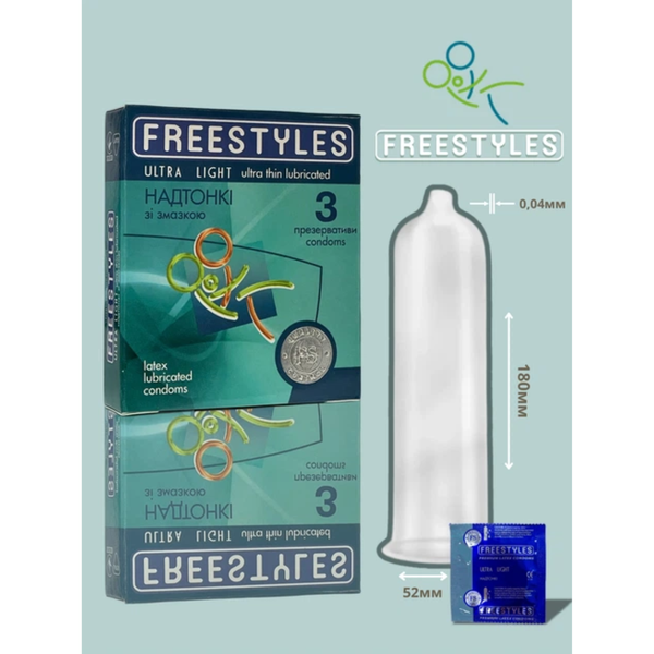 Набір презервативів Freestyles Ultra Light + Ribbed + Max Pleasure 3 упаковки по 3 шт 6501053587 фото